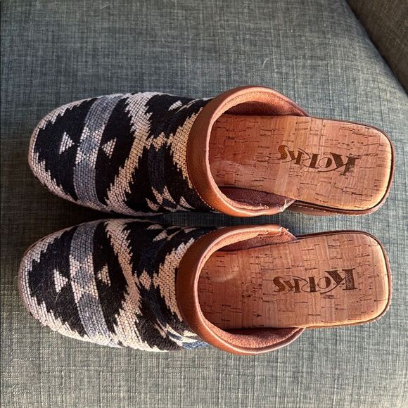 Korks Kork Ease Lori Slip On Fabric Aztec Clog Mule Block Heel Platform Women 7 - Picture 4 of 14